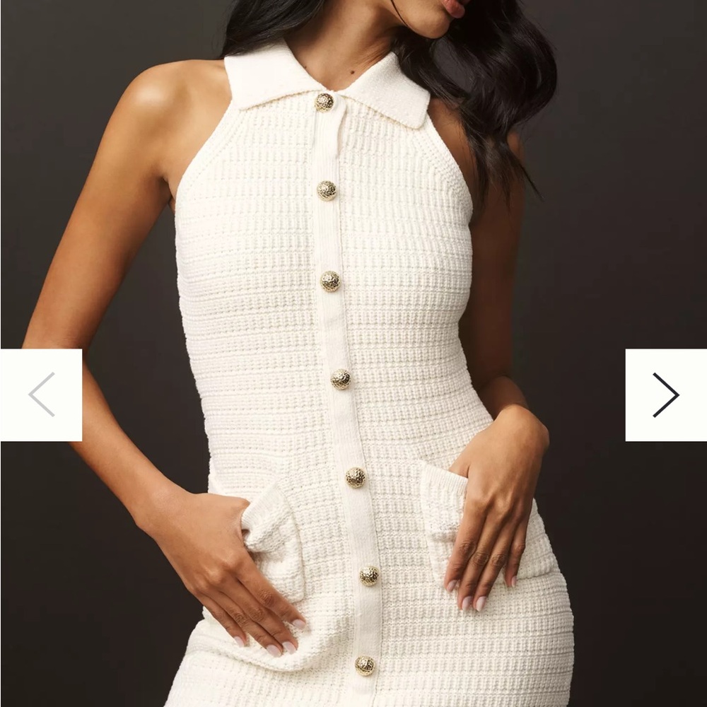 NEW Endless Rose Cream Sheath Dress with Notched Collar